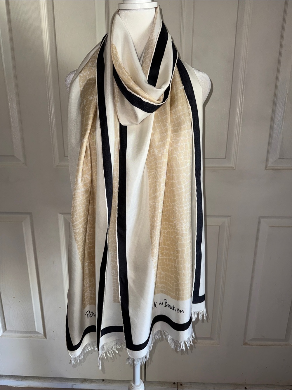 Vintage Patrick de Barentzen Croc Print Silk Scarf
